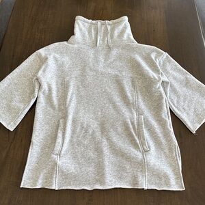 UGG Gray Funnel Neck Pullover Sweatshirt Pockets Fleece Lined 3/4 Sleeve XS/S